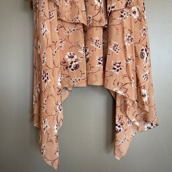 ULLA JOHNSON Ciel Dress In Cafe Size 2 Tan Silk Gold Metallic Floral Flowy Midi - Picture 14 of 16